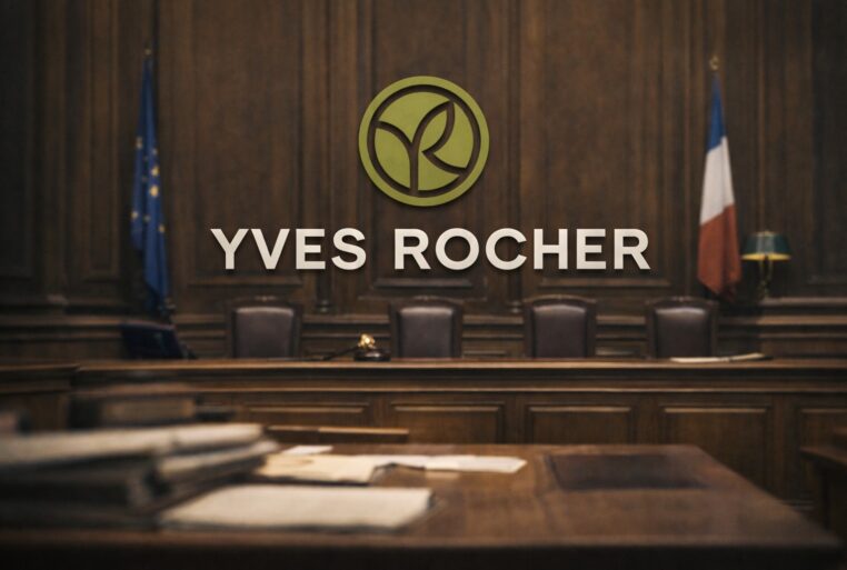Yves Rocher devant un tribunal français dans une illustration sobre liée au devoir de vigilance