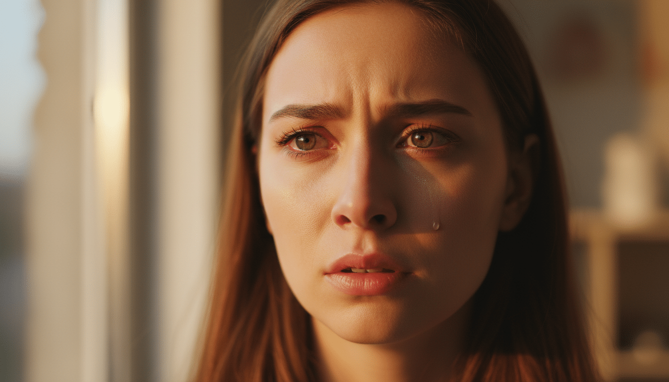 Visage de femme exprimant la peur et l'inquiétude