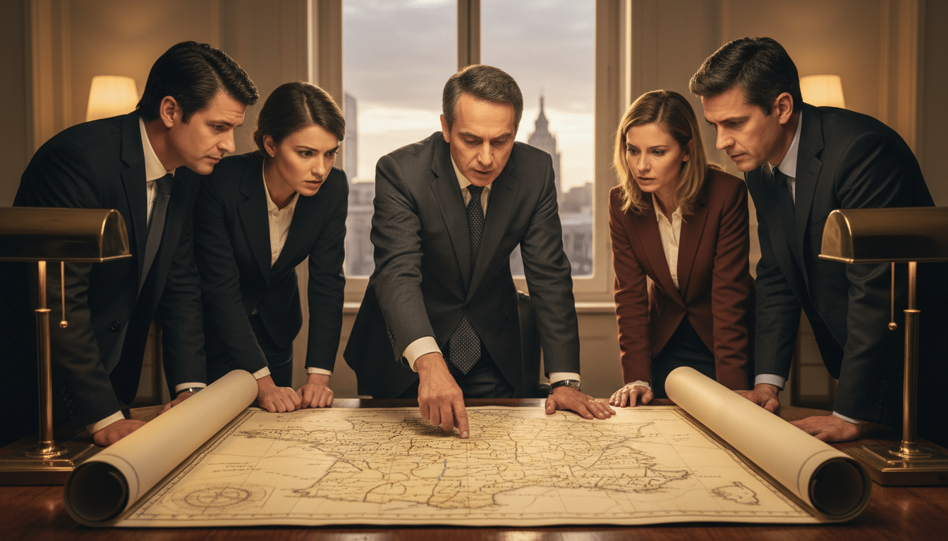 Responsable gouvernemental examinant la carte des pénuries