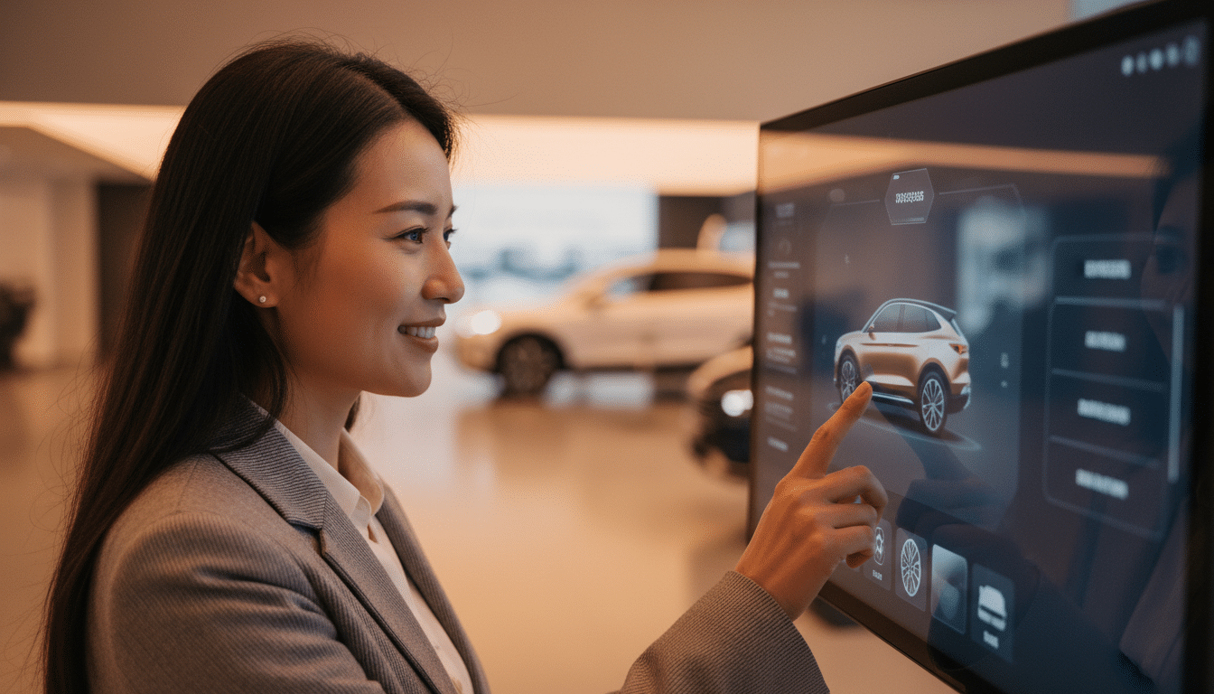 Consommateur chinois passant une précommande de voiture électrique