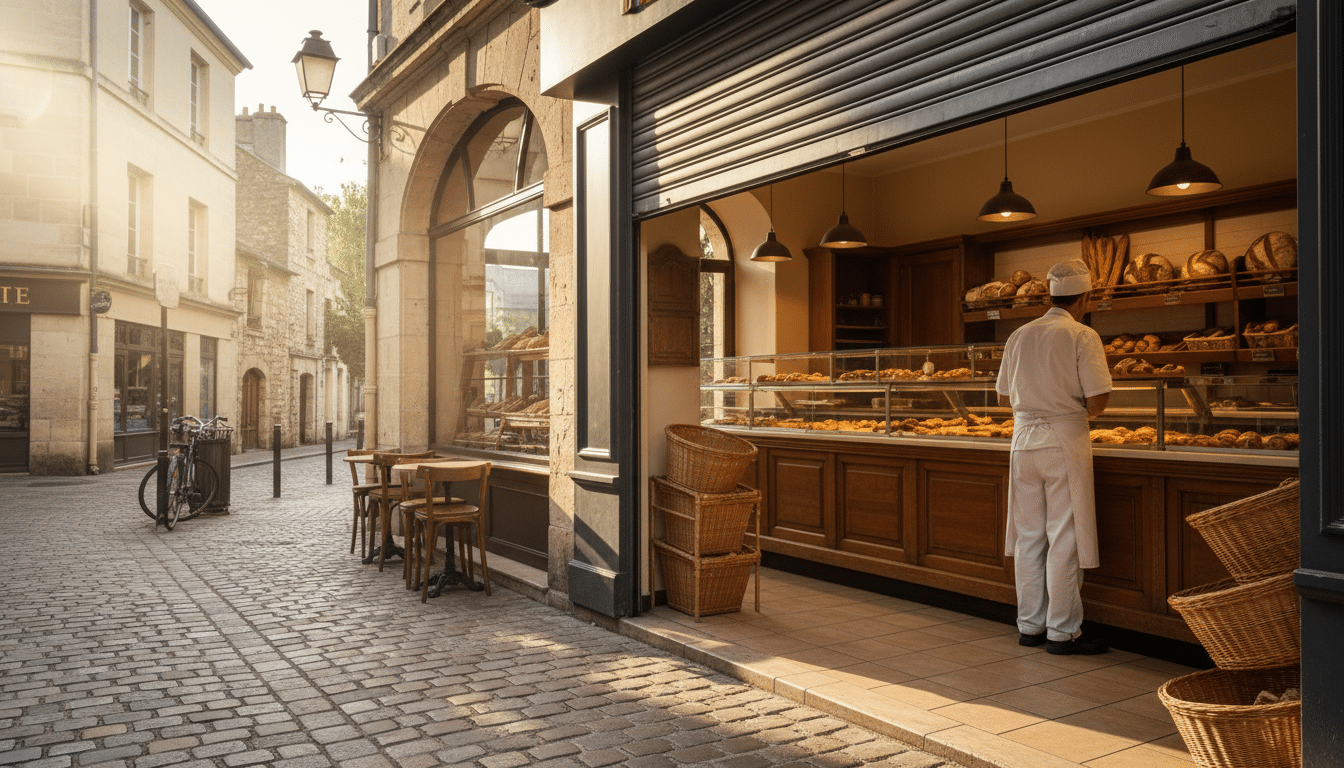 Boulanger seul dans sa boutique un jour férié