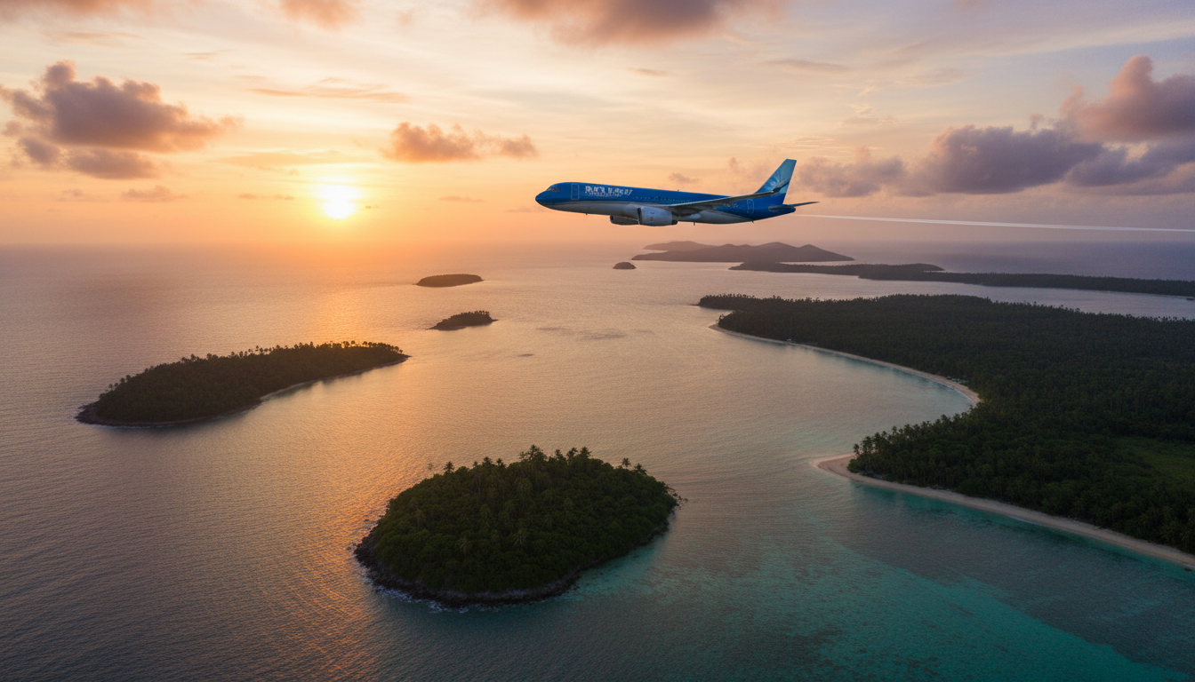 Avion survolant la route aérienne Bangkok-Colombo au coucher du soleil