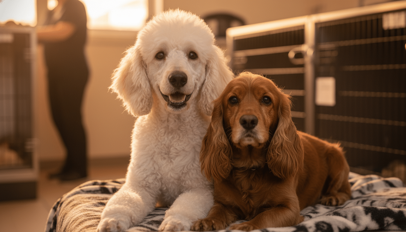 Stevie et Sandy toilettés au refuge après leur sauvetage