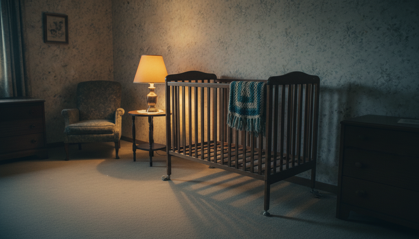 Berceau vide dans un appartement américain des années 1990