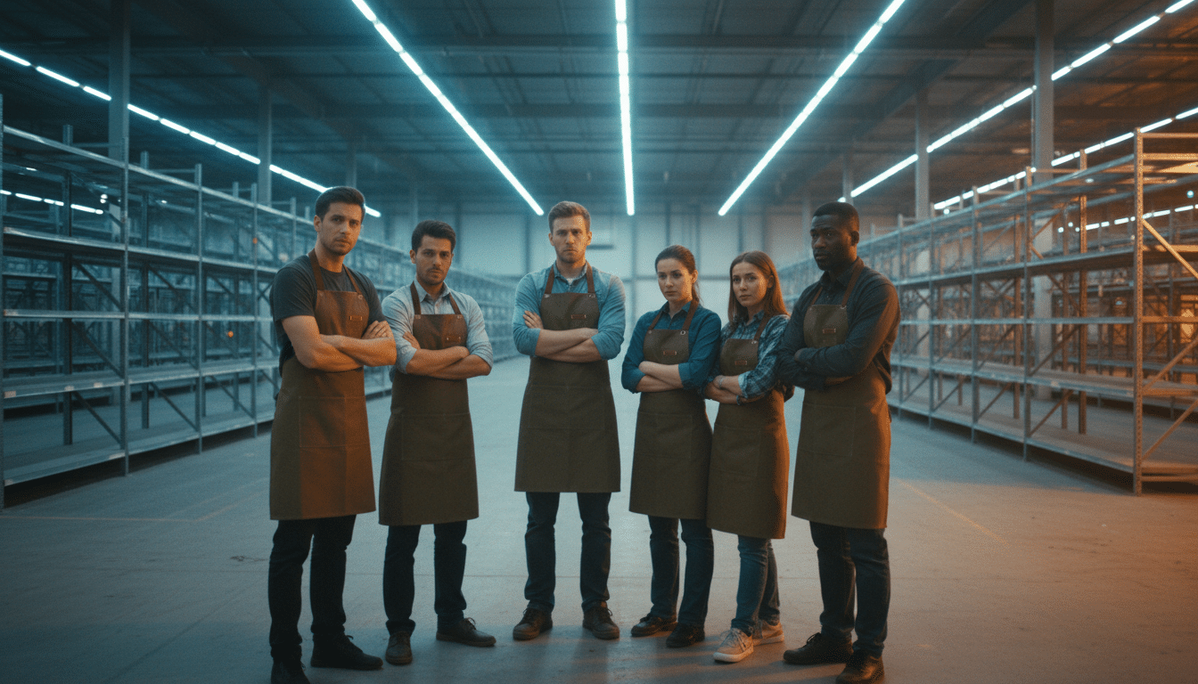 Salariés inquiets dans un magasin en cours de fermeture