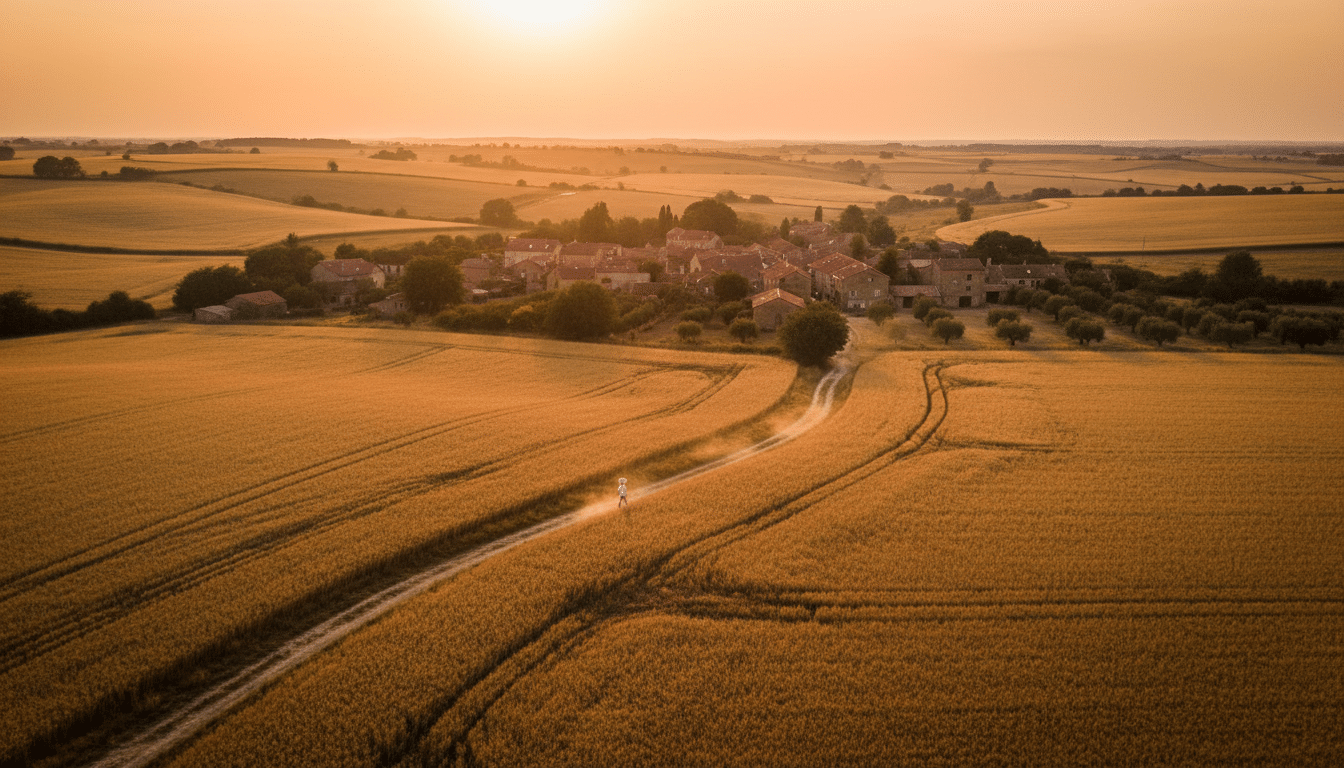 Paysage français sous une chaleur intense en été