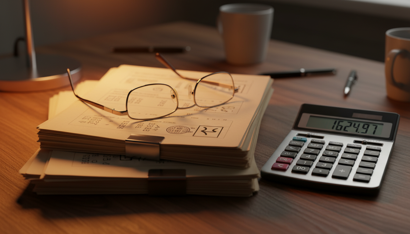 Documents de dette et factures impayées sur un bureau