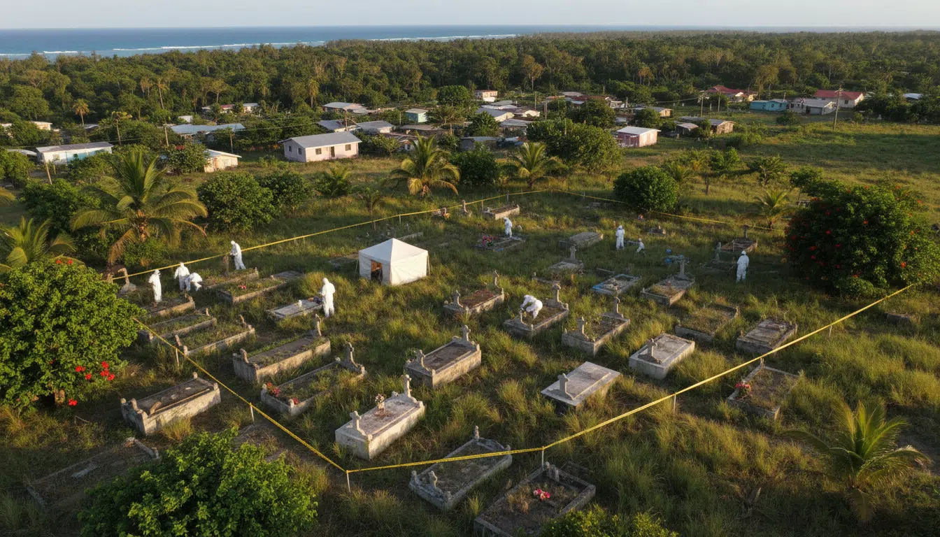 Cimetière de Cumuto à Trinité-et-Tobago sous scellés policiers