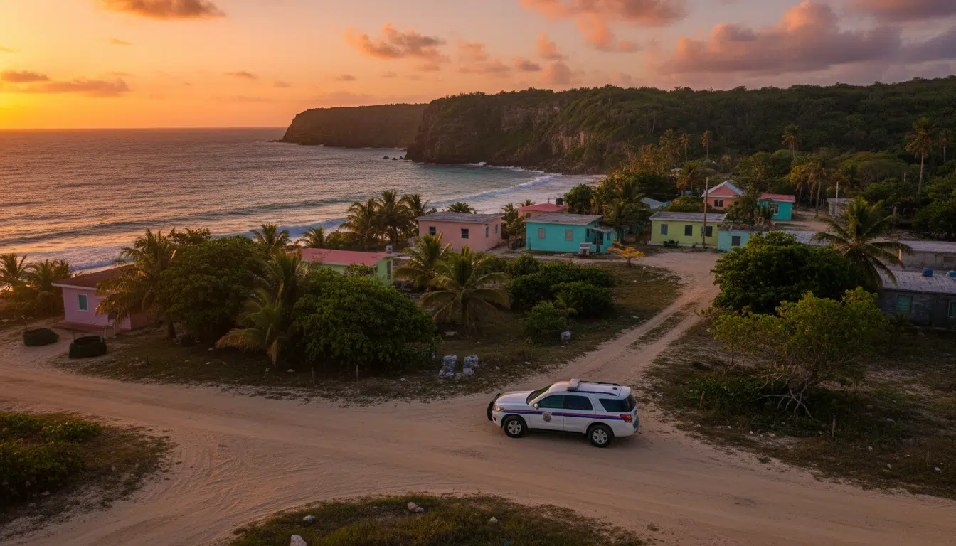 Paysage de Trinité-et-Tobago avec véhicule de police