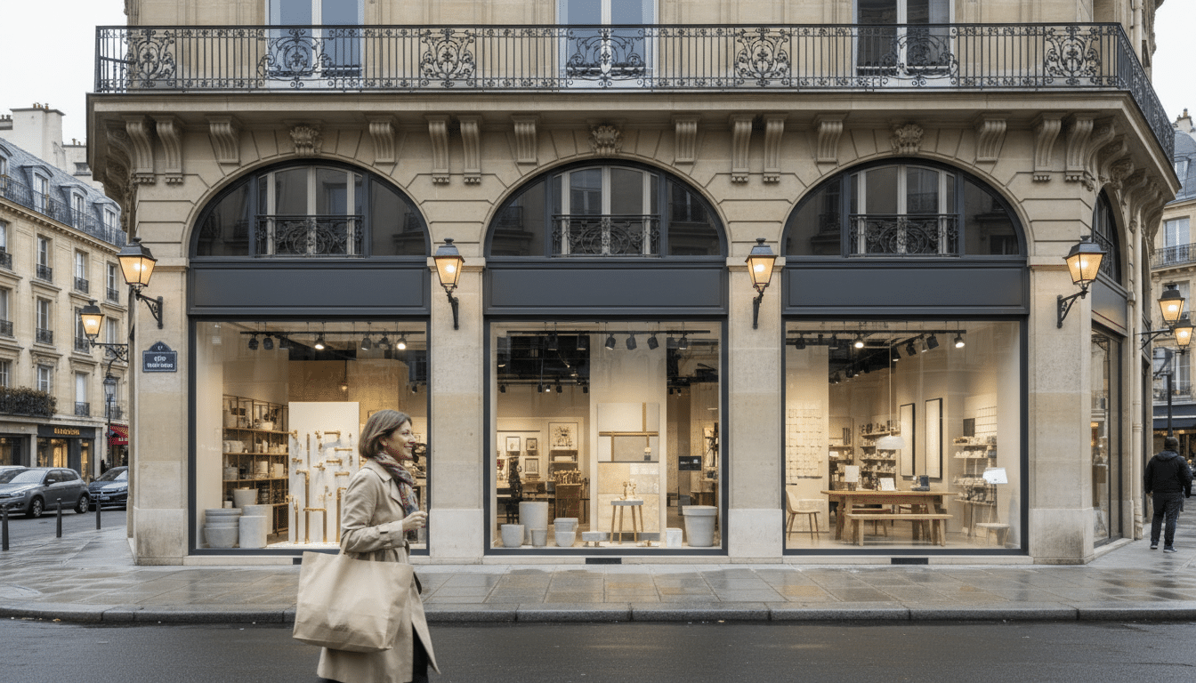 Façade d'un commerce près de La Madeleine à Paris