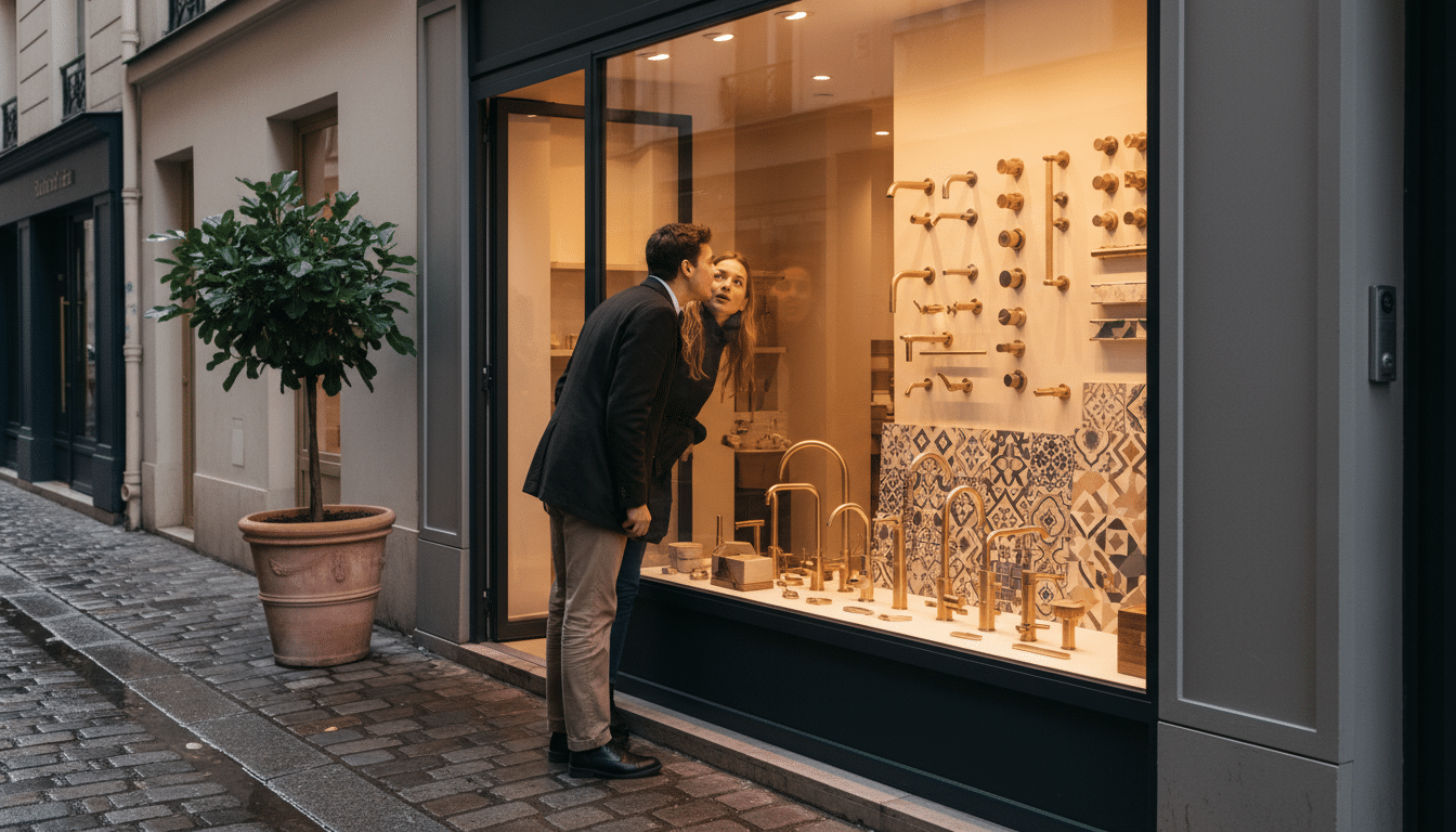 Petite boutique spécialisée bricolage dans une rue parisienne