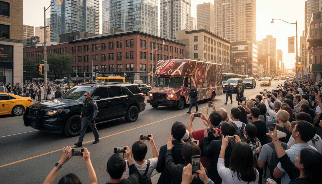 Convoi présidentiel escortant un camion KitKat à Toronto