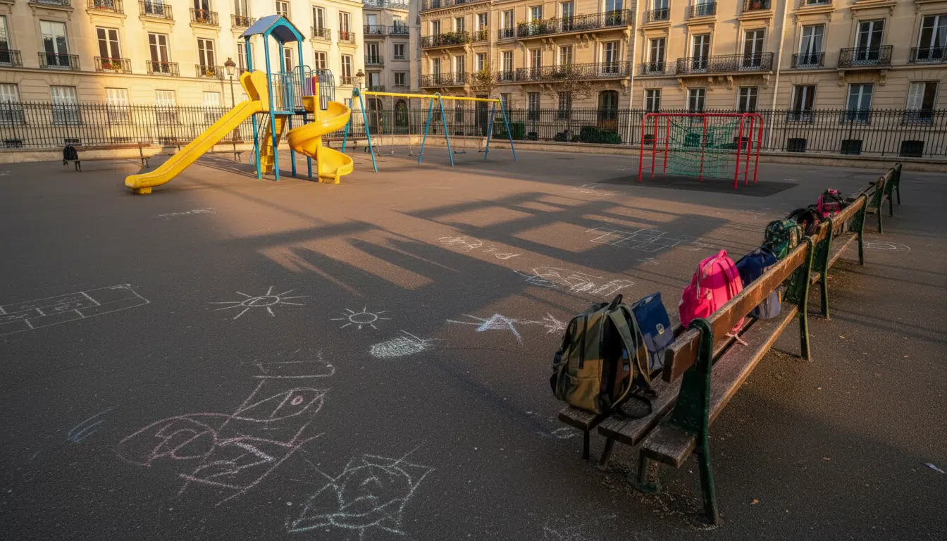 Cour d'école vide pendant le temps périscolaire à Paris