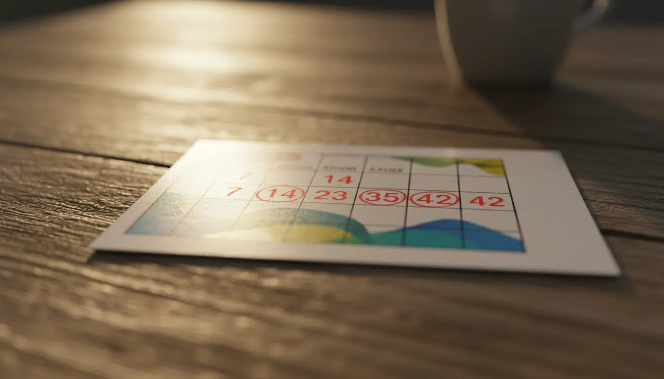 Ticket EuroMillions avec numéros cochés sur table