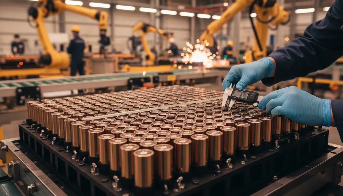 Batterie 122 kWh de la Mercedes EQS en cours d'assemblage