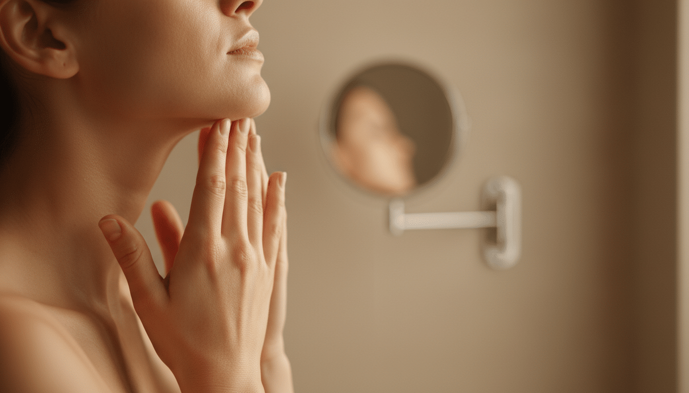 Massage du cou et de la mâchoire geste anti-âge