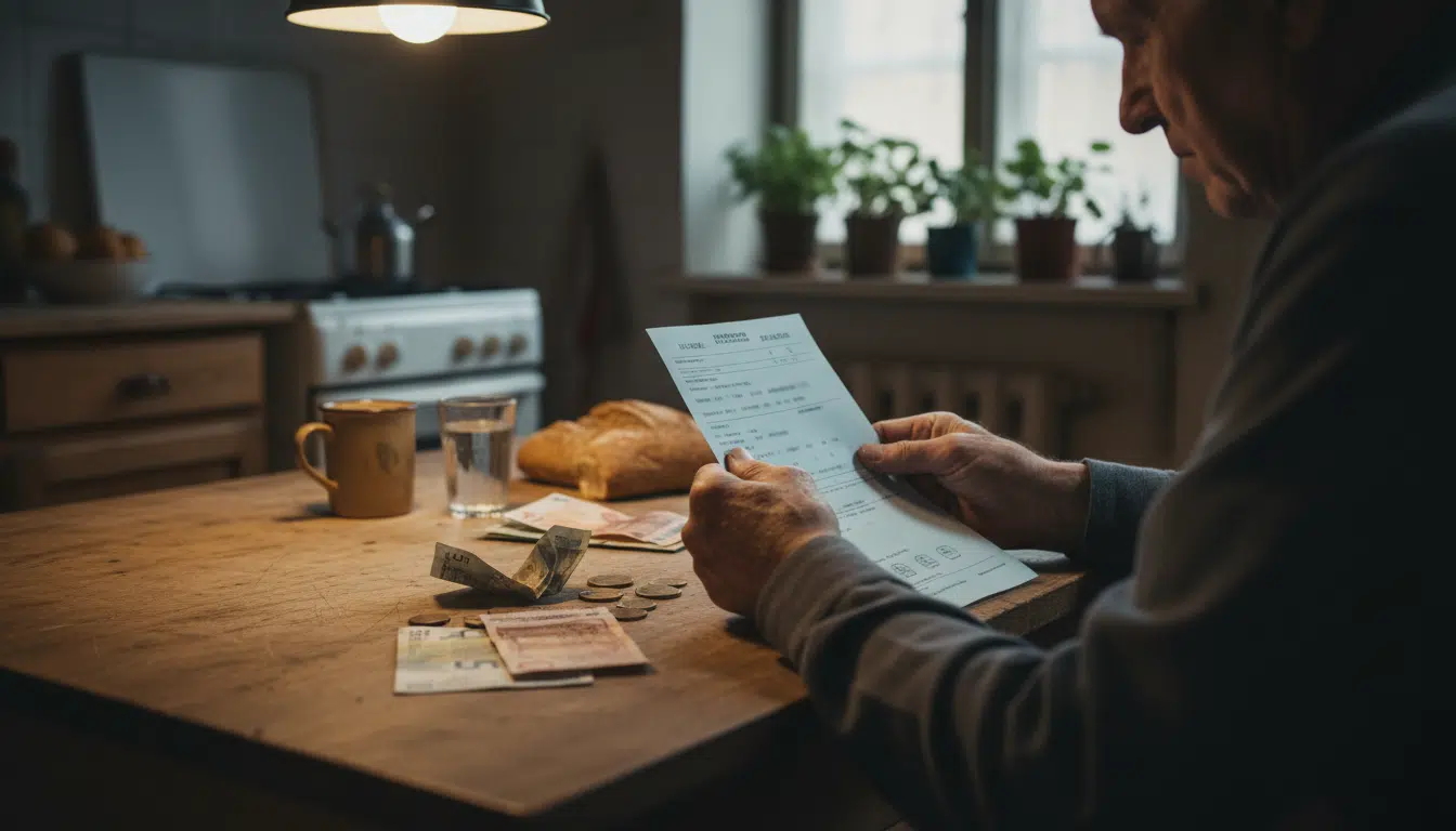 Mains d'une personne âgée tenant un avis d'amende