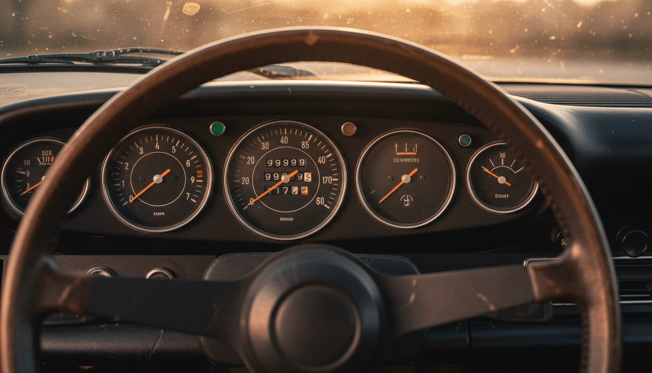 Compteur kilométrique d'une Porsche 911 avec un kilométrage record