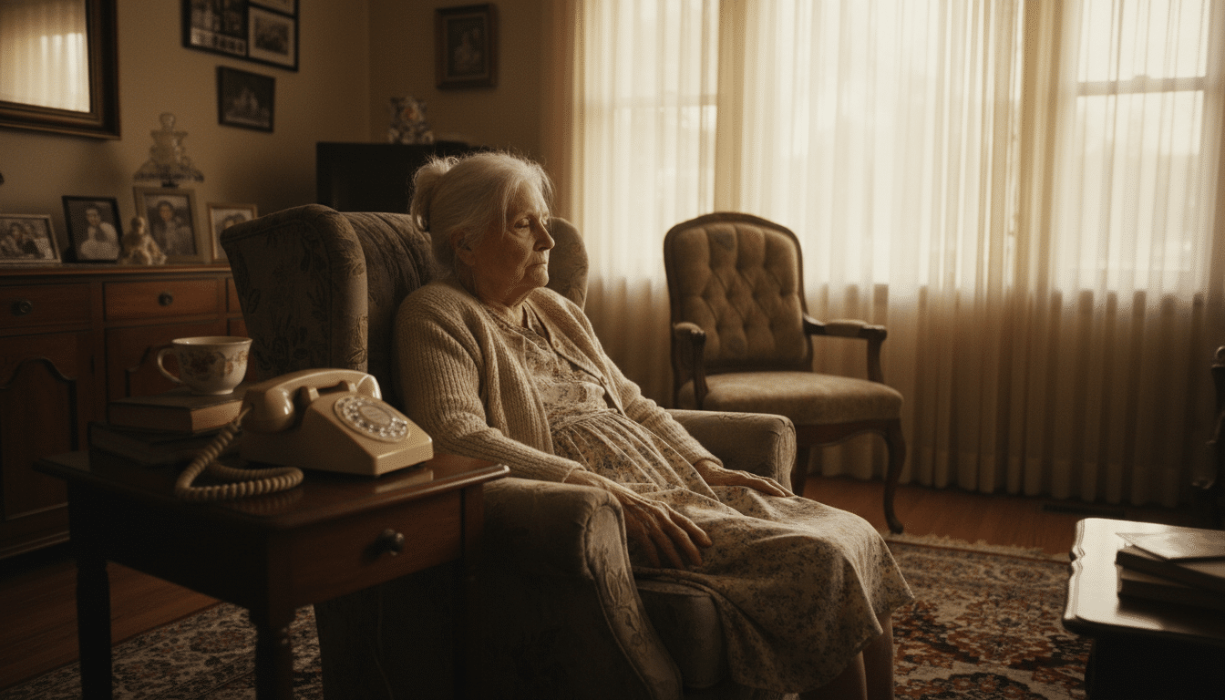 Téléphone fixe qui sonne sans réponse dans un salon