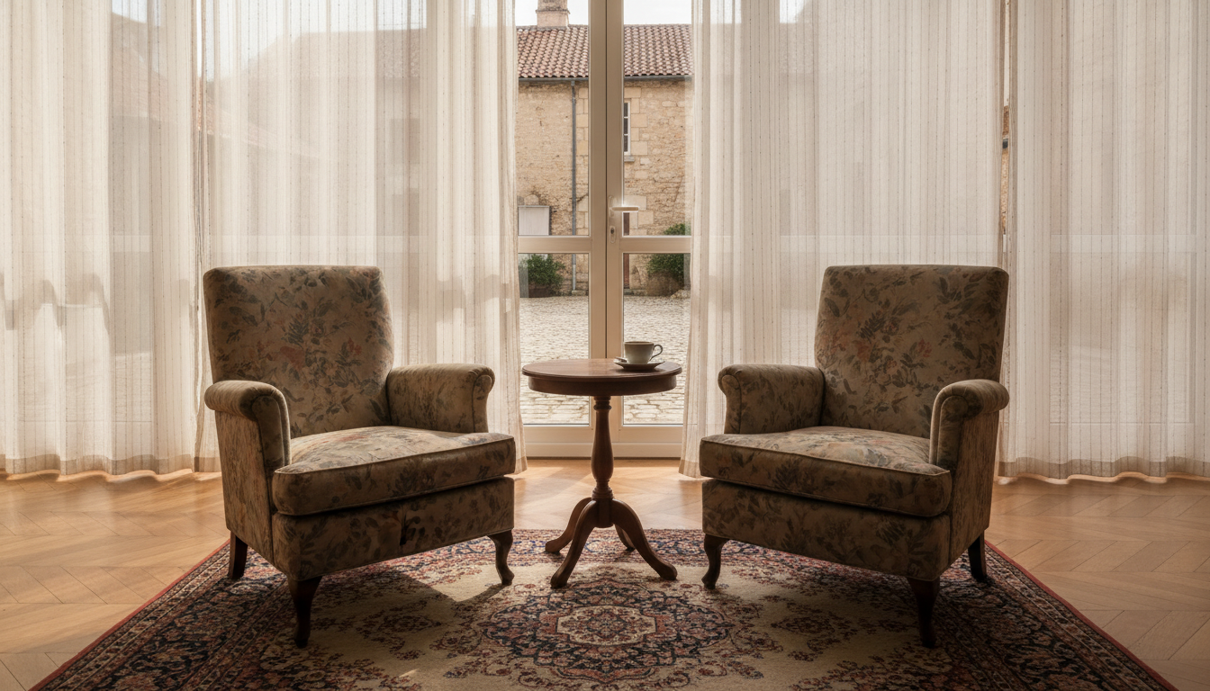 Salle commune vide d'une résidence pour personnes âgées