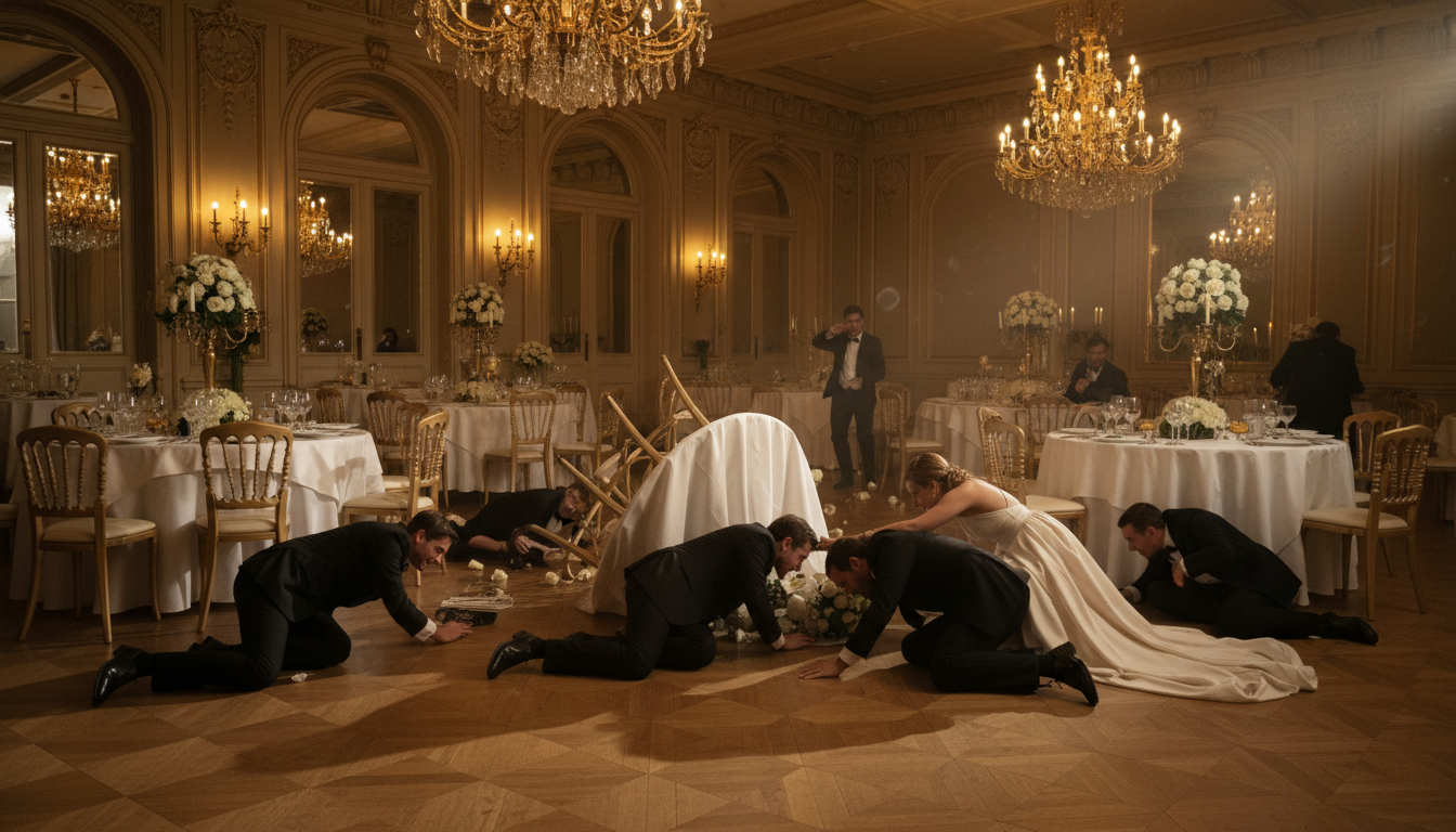 Convives en tenue de soirée au sol lors du gala à Washington