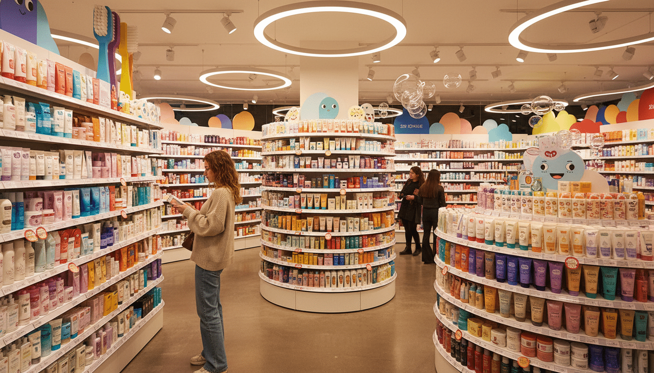 Rayon cosmétiques dans un magasin Normal en forme de labyrinthe