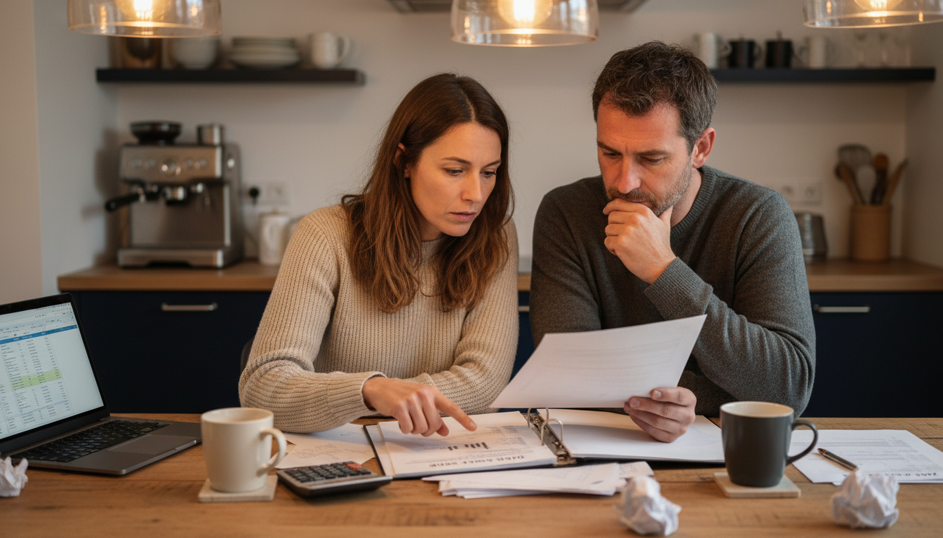 Couple étudiant des devis de rénovation énergétique
