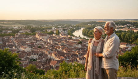 Couple de retraités admirant les toits de Limoges