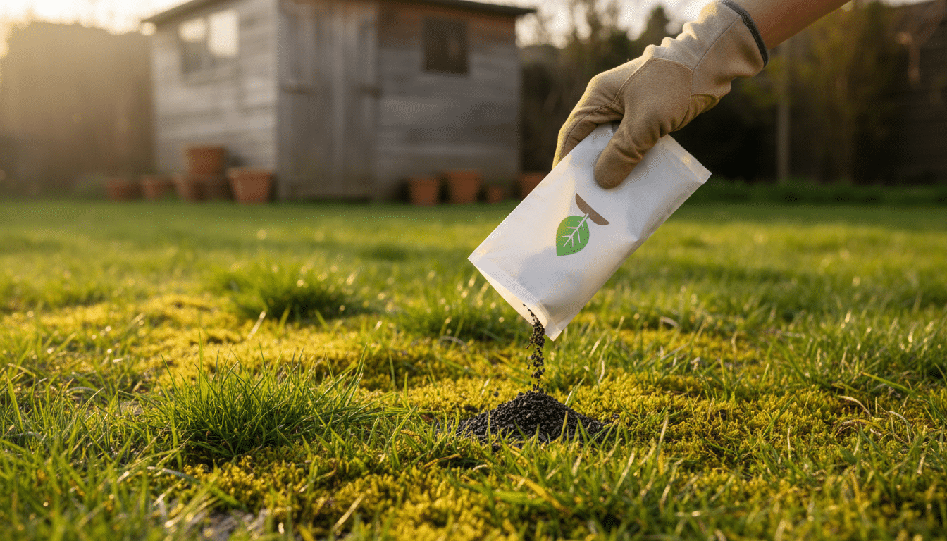Sulfate de fer sur une pelouse envahie de mousse