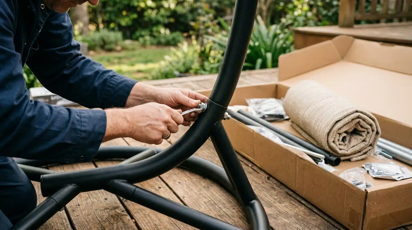 Montage du support autoportant du fauteuil suspendu Action