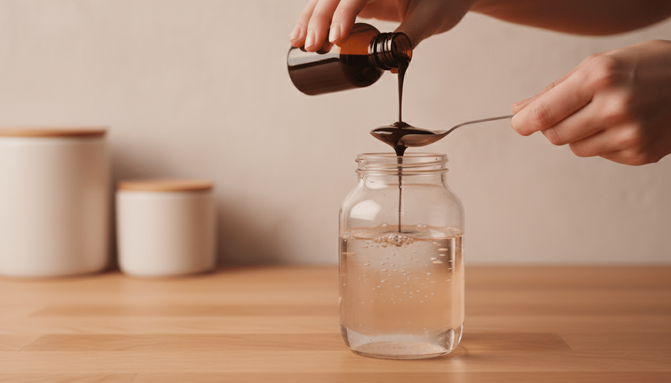 Dosage de savon noir liquide dans un litre d'eau tiède