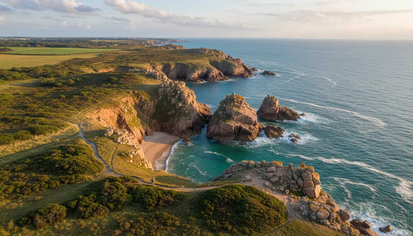 Vue aérienne des falaises de la presqu'île de Crozon
