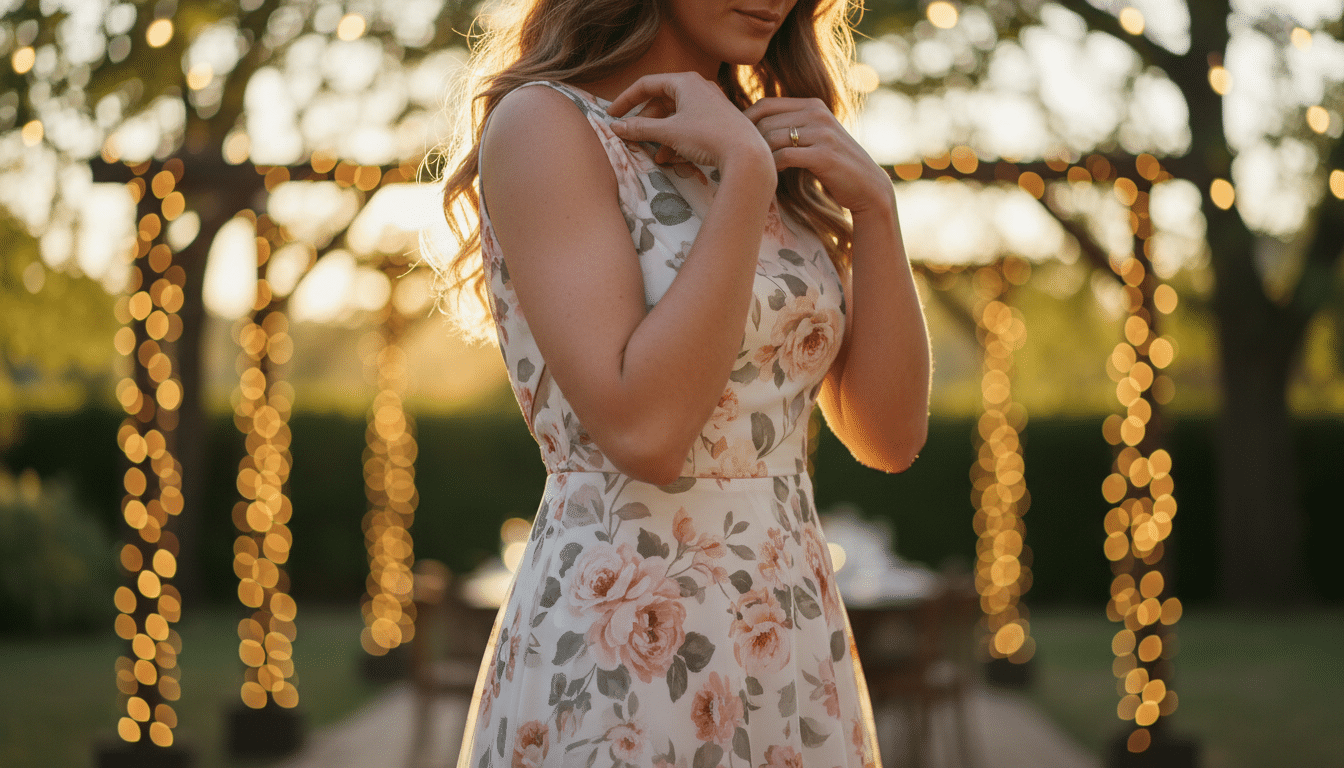 Robe imprimée florale romantique avec décolleté dos subtil