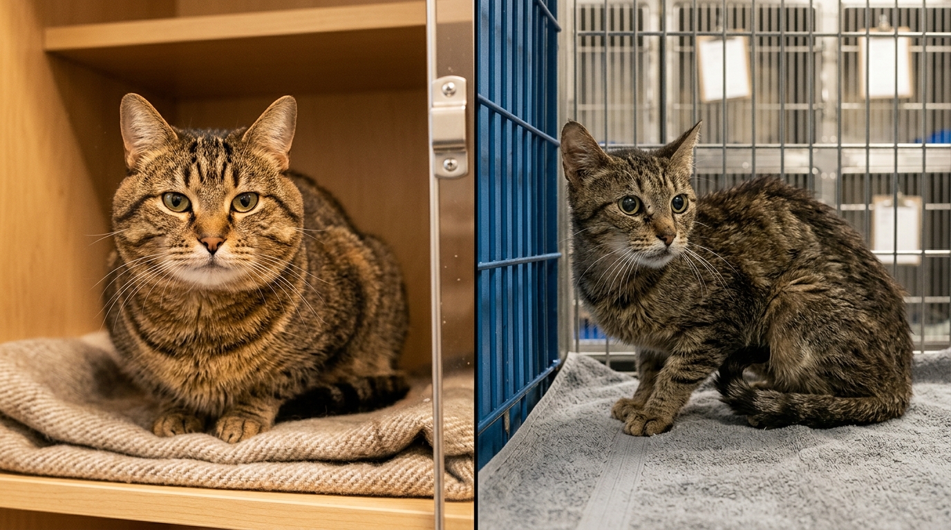 Comparaison avant-après du chat Carlton en huit ans
