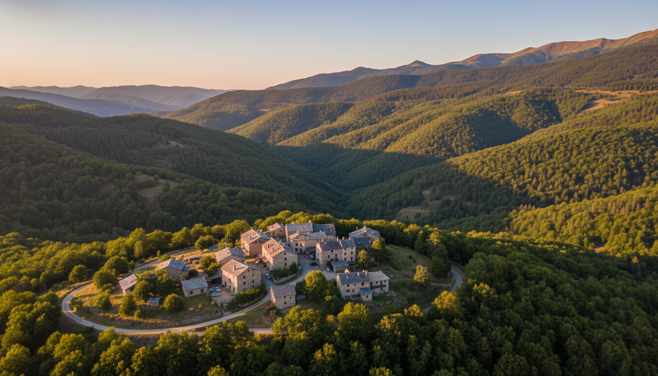 Vue aérienne du hameau du Haut-Vernet dans les Alpes