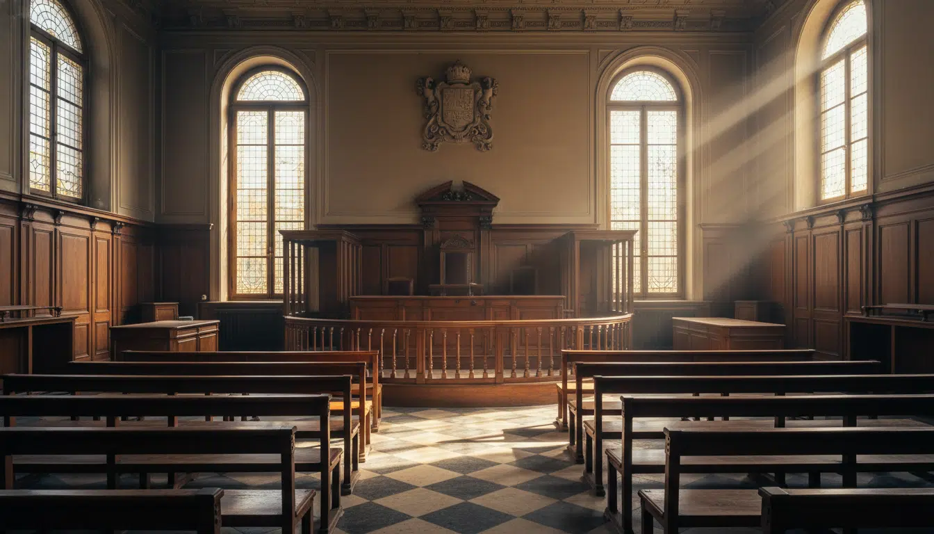 Salle d'audience vide d'une cour d'assises française