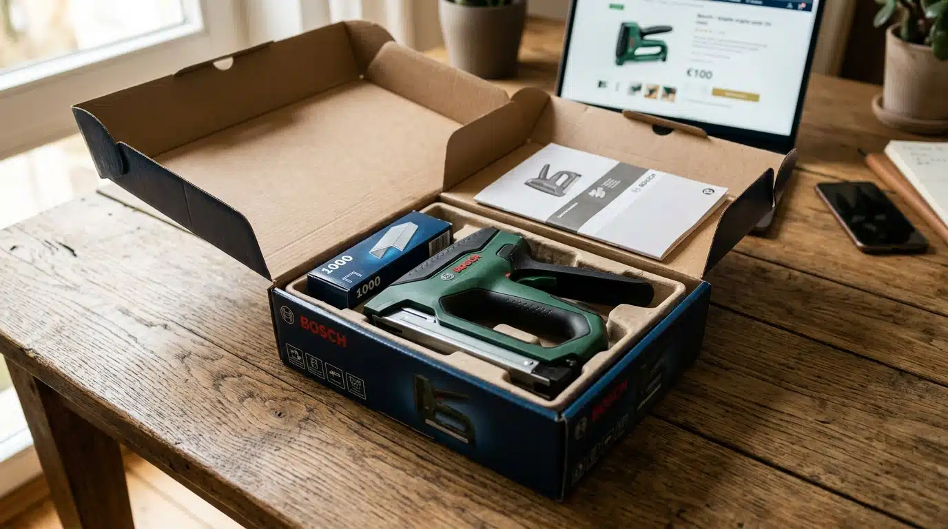 Contenu du kit Bosch PTK 14 EDT avec agrafes incluses