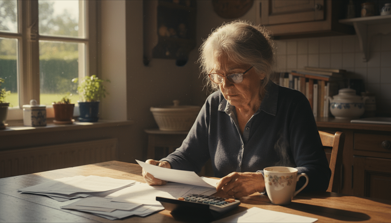 Senior calculant le coût de son aide à domicile