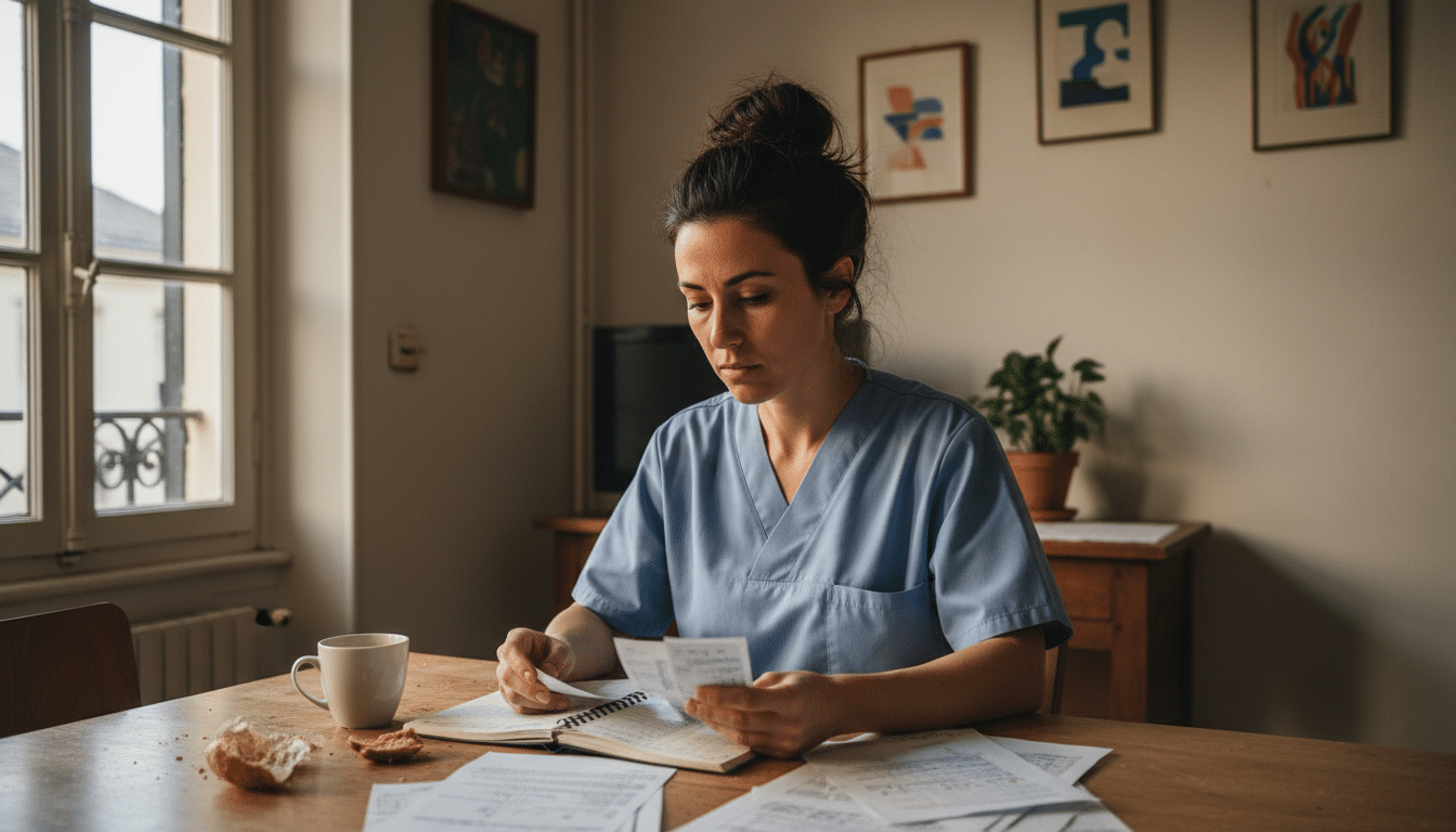 Aide-soignante consultant son budget mensuel à la maison
