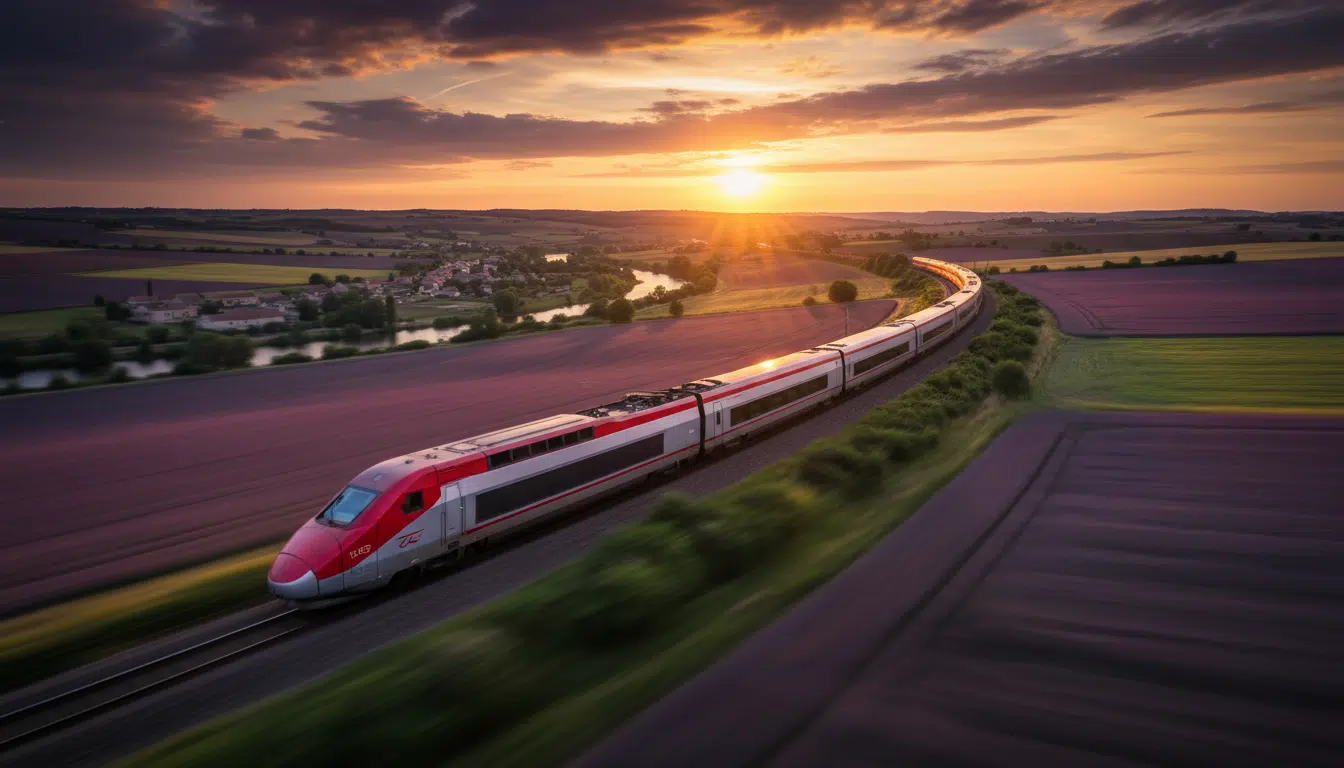 TGV traversant la campagne française à grande vitesse