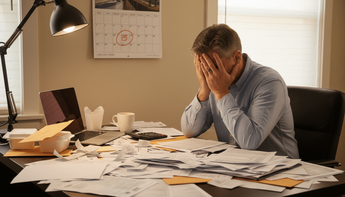 Américain stressé par la déclaration fiscale du 15 avril