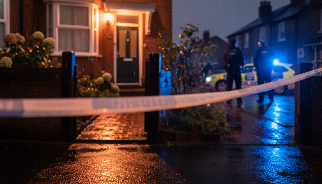 Cordon de police autour de la maison du drame
