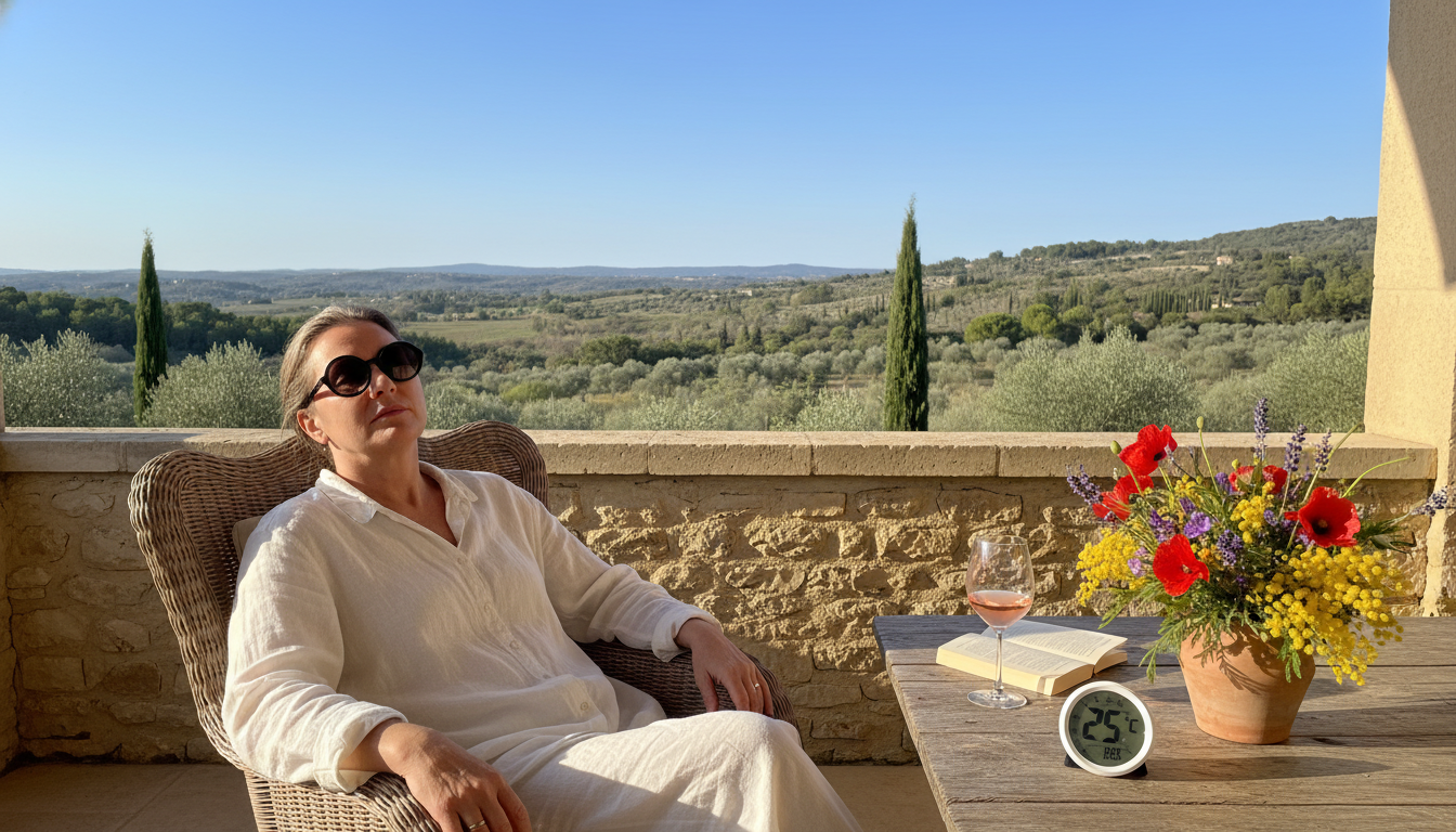 Personne profitant du soleil en terrasse un jour de printemps