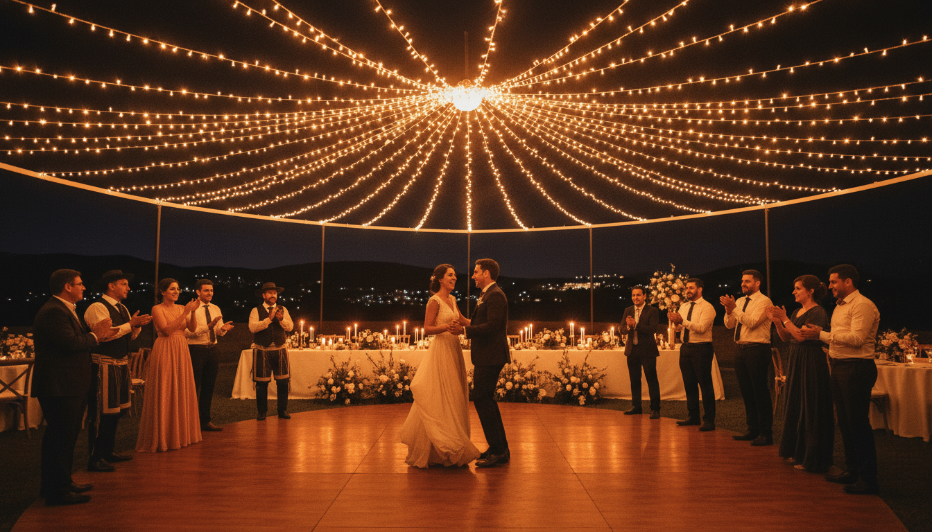 Couple dansant lors d'une réception de mariage en Argentine
