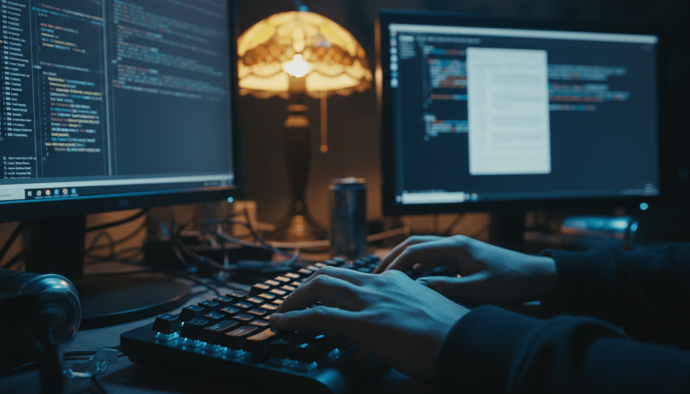 Mains d'un hacker sur un clavier interceptant un email