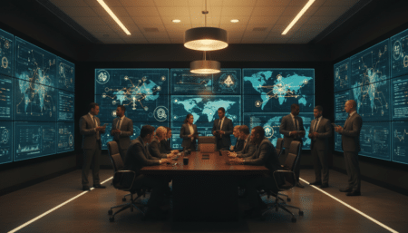 Centre de commandement policier traquant des fraudeurs crypto