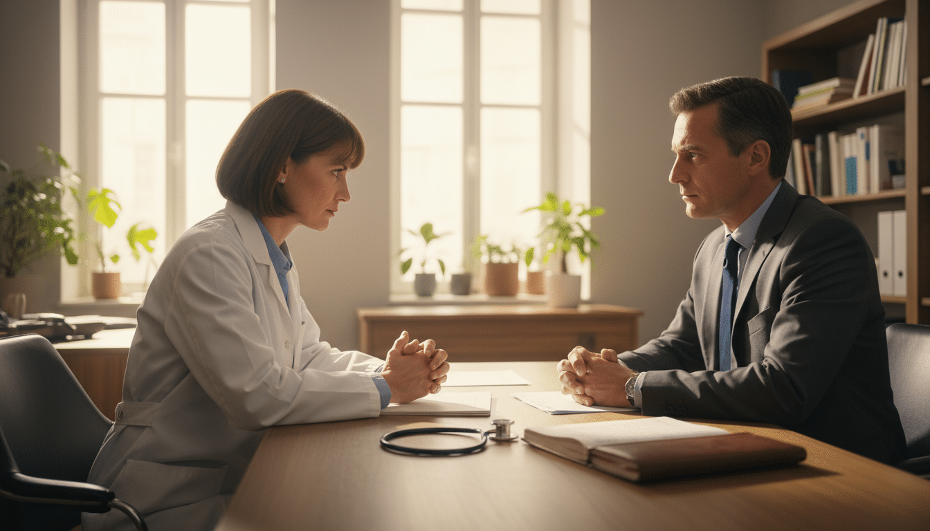 Médecin face à un contrôleur de l'Assurance maladie
