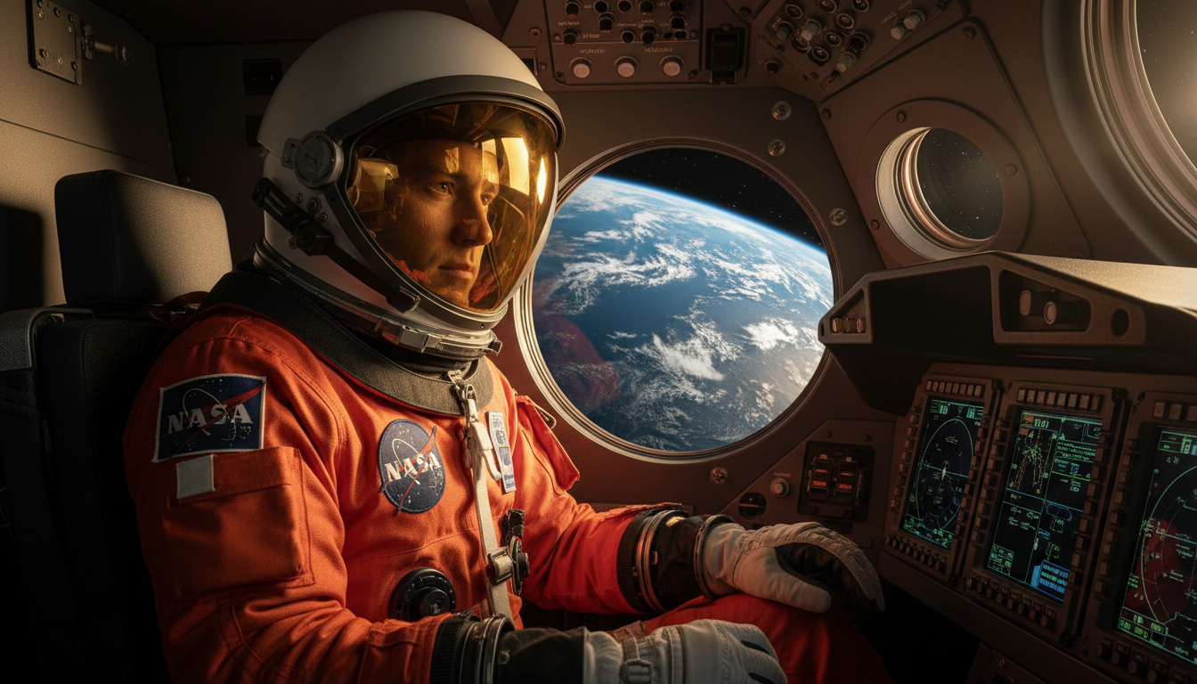 Astronaute dans la capsule Orion avant le retour sur Terre