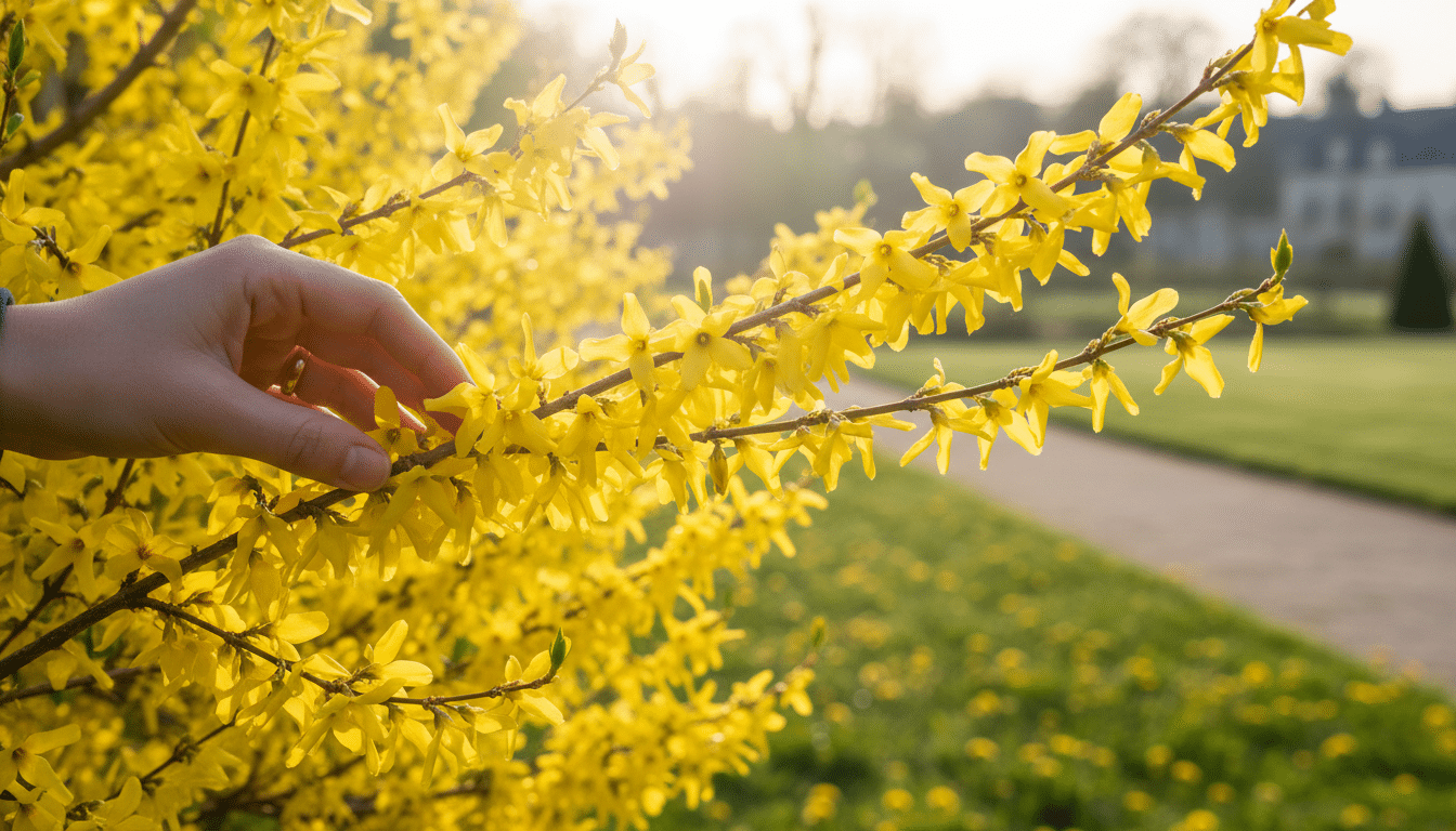 Forsythia en fleurs signal pour planter les asperges