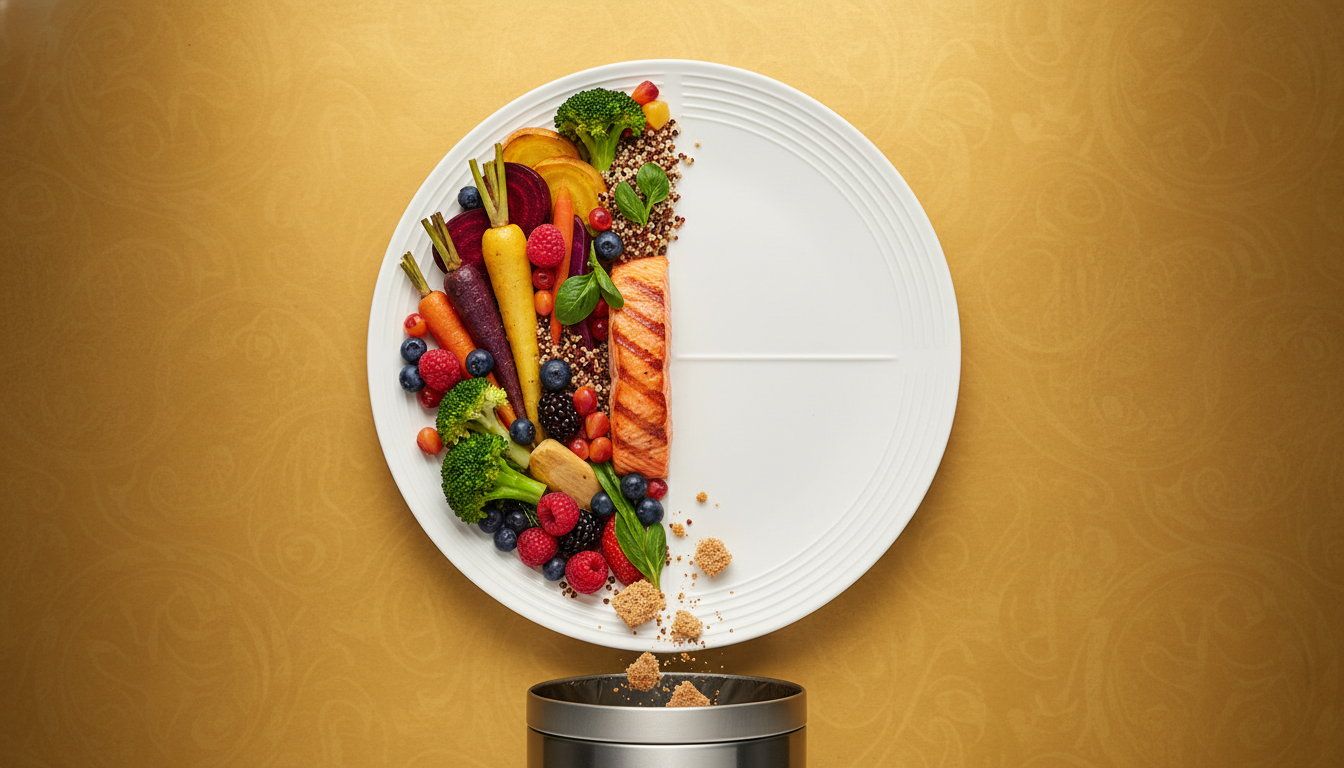 Assiette symbolisant le tiers de nourriture mondiale gaspillée